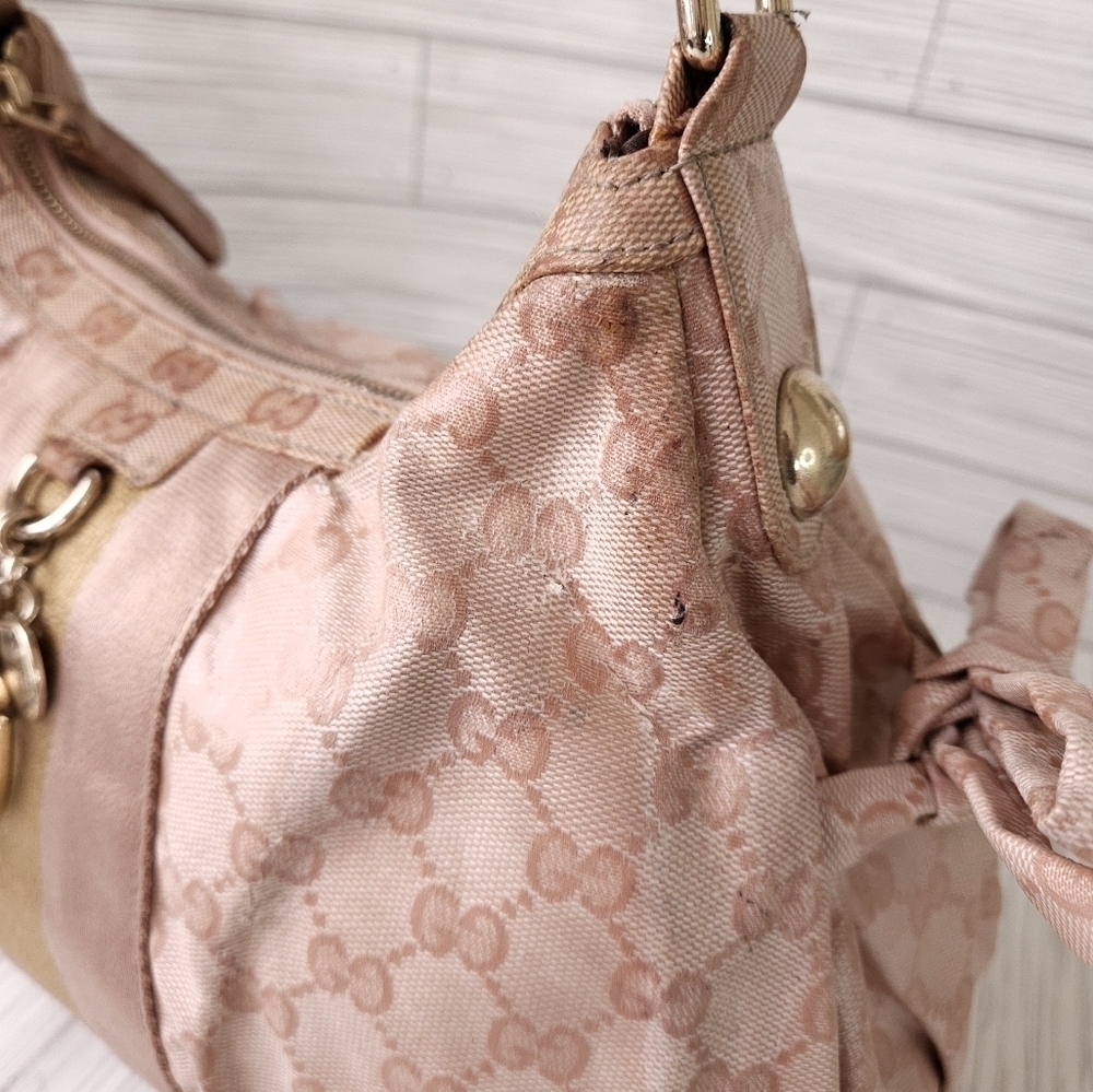 Gucci Blush Beige GG Monogram Hobo with Gold Accent - Picture 6 of 16